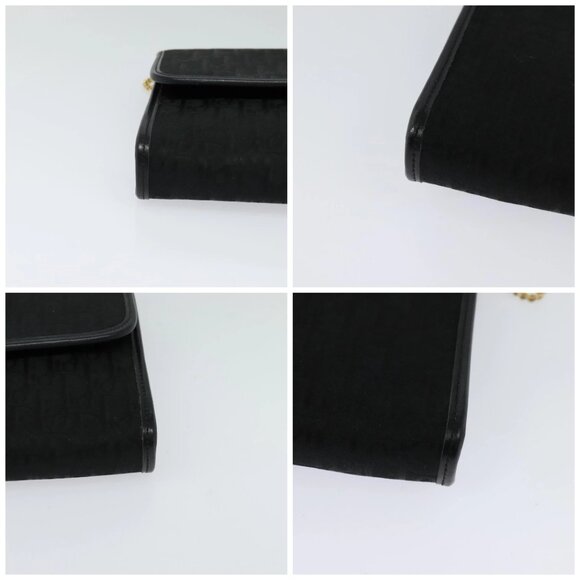 Christian Dior Trotter Canvas Chain Shoulder Bag Black Gold Auth 124297 - Picture 14 of 16